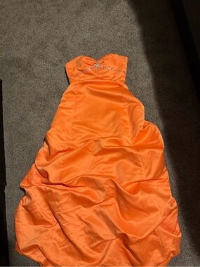 Strapless Orange Ball Gown with Crystal Detail